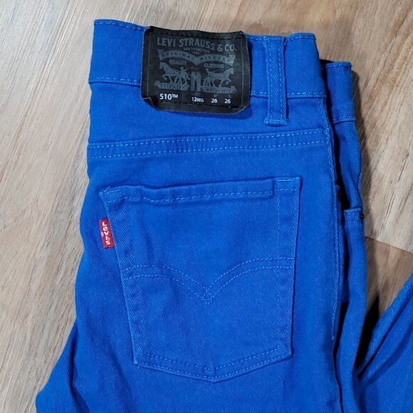 📐🩵Levi's 510 Electric Blue Skinny Fit Jeans Youth Size 12 - Picture 5 of 12